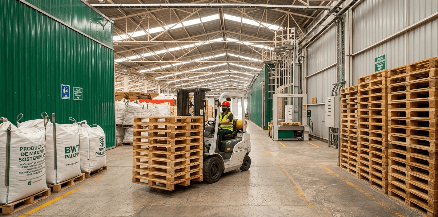 Producción de tarimas de madera de BWT México